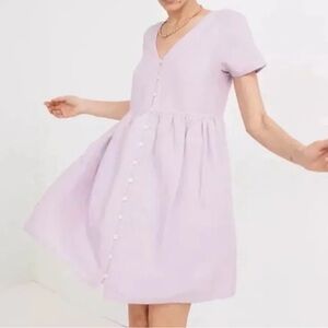 Madewell Linen Petite Alexandra dress in a beautiful lavender color size XS EUC